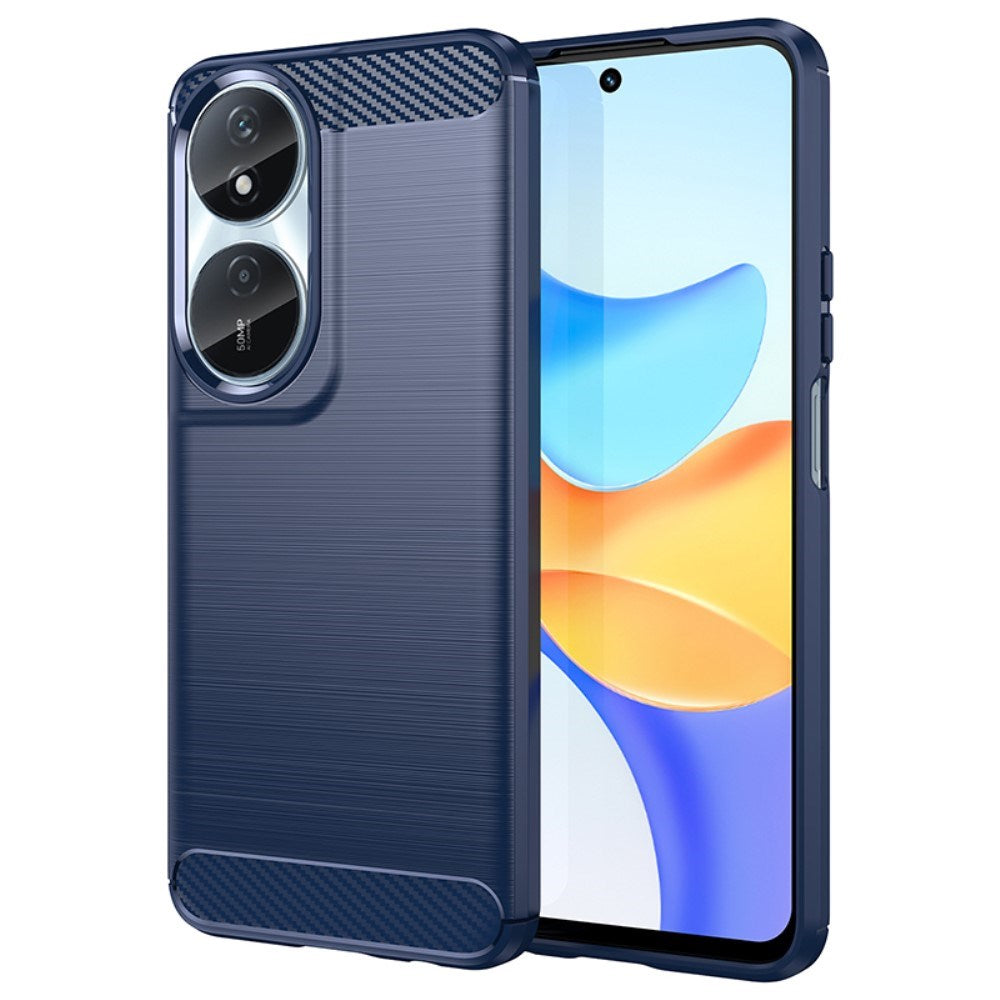 EIDERWOOD Honor X7b / 90 Smart Brushed Carbon Fiber Fleksibelt Plast Deksel - Blå