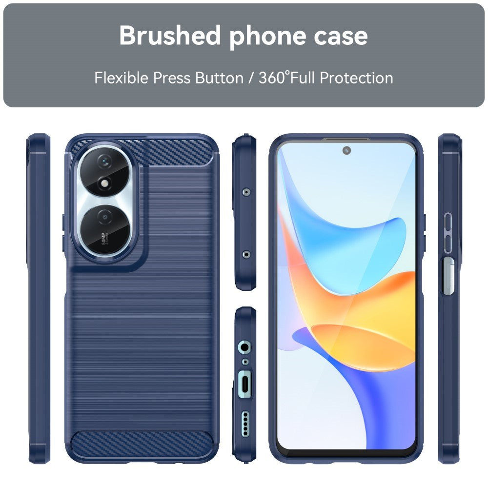 EIDERWOOD Honor X7b / 90 Smart Brushed Carbon Fiber Fleksibelt Plast Deksel - Blå