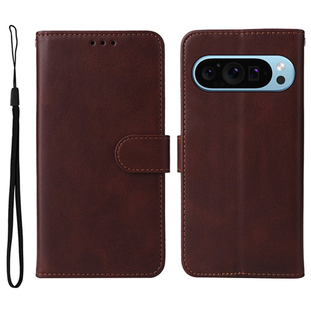 EIDERWOOD Google Pixel 10 / 10 Pro / 9 / 9 Pro Kunstskinn Deksel med Lommebok & Stropp - Brun