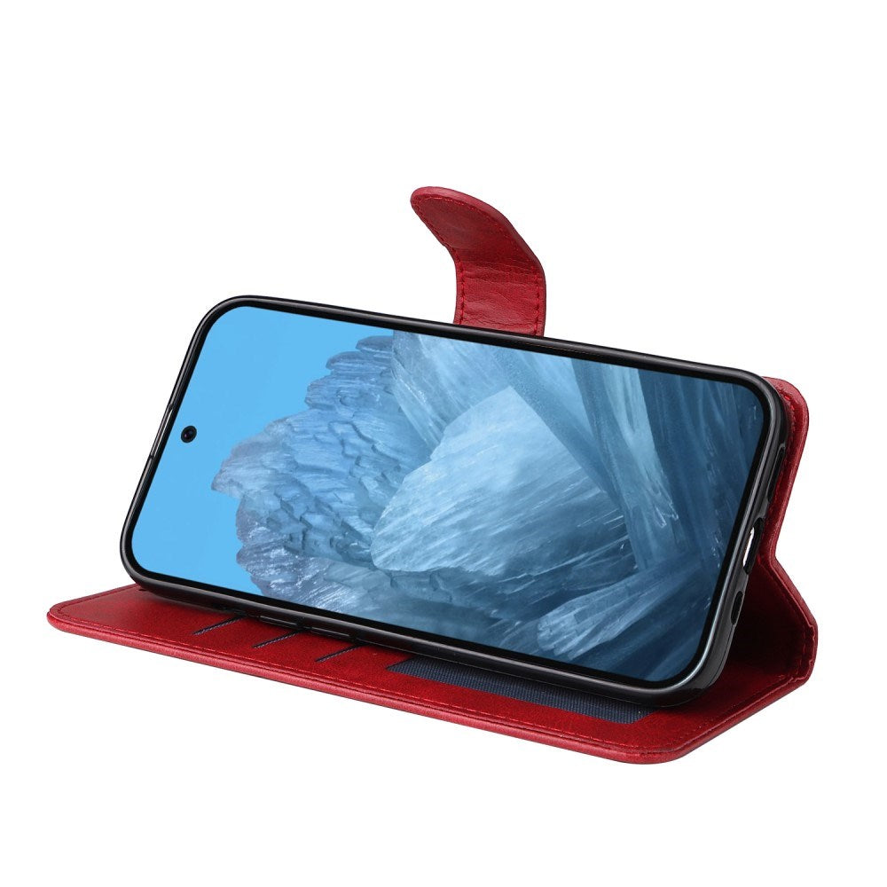 EIDERWOOD Google Pixel 10 / 10 Pro / 9 / 9 Pro Kunstskinn Deksel med Lommebok & Stropp - Rød