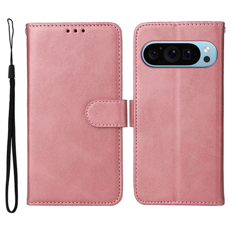 EIDERWOOD Google Pixel 10 / 10 Pro / 9 / 9 Pro Kunstskinn Deksel med Lommebok & Stropp - Rosa