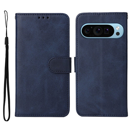 EIDERWOOD Google Pixel 10 / 10 Pro / 9 / 9 Pro Kunstskinn Deksel med Lommebok & Stropp - Blå