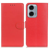 EIDERWOOD Motorola Moto E14 4G / G04 4G / G04s 4G / G24 4G Litchi Tekstur Stående Telefondeksel - Rød