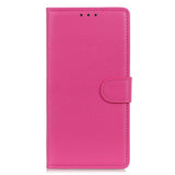 EIDERWOOD Motorola Moto E14 4G / G04 4G / G04s 4G / G24 4G Litchi Tekstur Stående Telefondeksel -- Pink