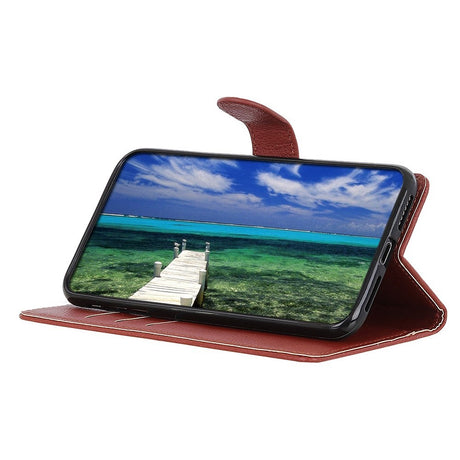 EIDERWOOD Motorola Moto E14 4G / G04 4G / G04s 4G / G24 4G Litchi Tekstur Stående Telefondeksel - Brun
