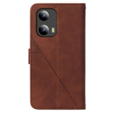 EIDERWOOD Motorola Moto G Play 5G (2024) Flip Deksel - Mykt Skinn med Veske - Geometrisk Mønster - Brun