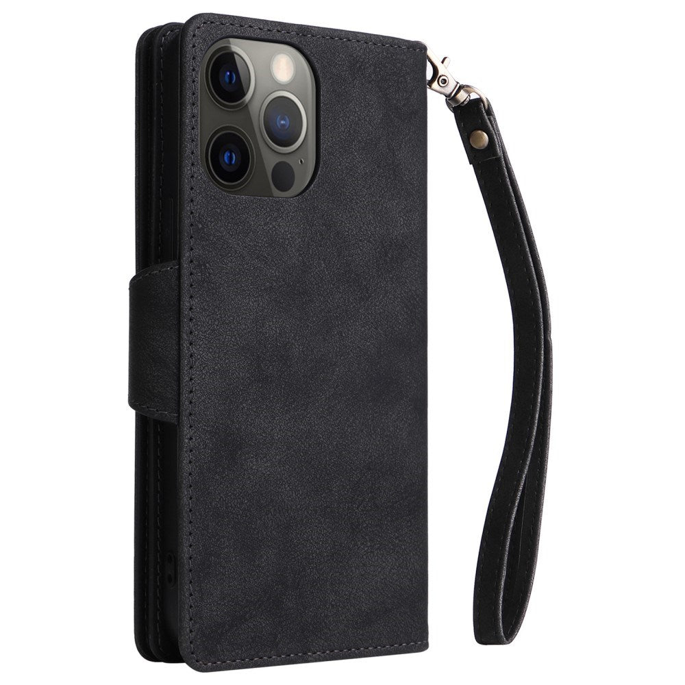 EIDERWOOD iPhone 12 Pro Max Flip Deksel med Kortholder & Glidelåslomme - Svart