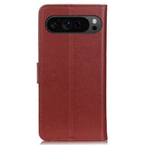 EIDERWOOD Google Pixel 10 / 10 Pro / 9 / 9 Pro Litchi Kunstskinn Deksel m. Veske - Brun