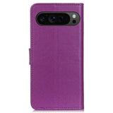 EIDERWOOD Google Pixel 10 / 10 Pro / 9 / 9 Pro Litchi Kunstskinn Deksel m. Veske - Lilla
