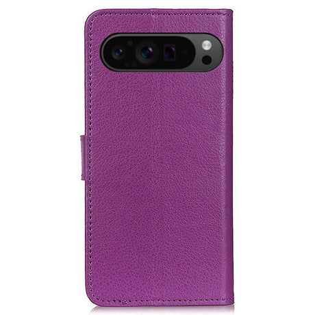 EIDERWOOD Google Pixel 10 / 10 Pro / 9 / 9 Pro Litchi Kunstskinn Deksel m. Veske - Lilla