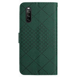 EIDERWOOD Sony Xperia 10 VI Kunst Skinn Flip Deksel med Lommebok og Stropp - Rutedekor - Grønn