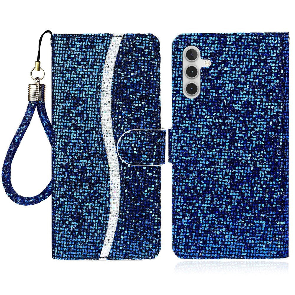 EIDERWOOD Samsung Galaxy S24 / S25 Glimmer Flip Deksel med Kortholder og Stativfunksjon - Blå