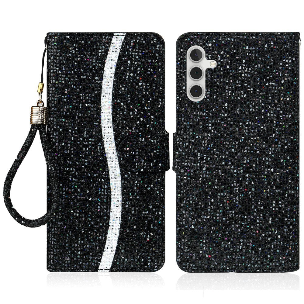 EIDERWOOD Samsung Galaxy S24 / S25 Glimmer Flip Deksel med Kortholder og Stativfunksjon - Svart