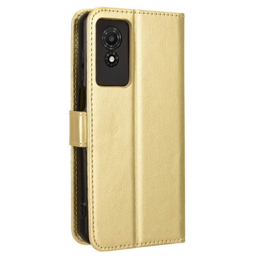 EIDERWOOD TCL 501 Kunst Skinn Flip Deksel med Stativ & Lommebok - Gull