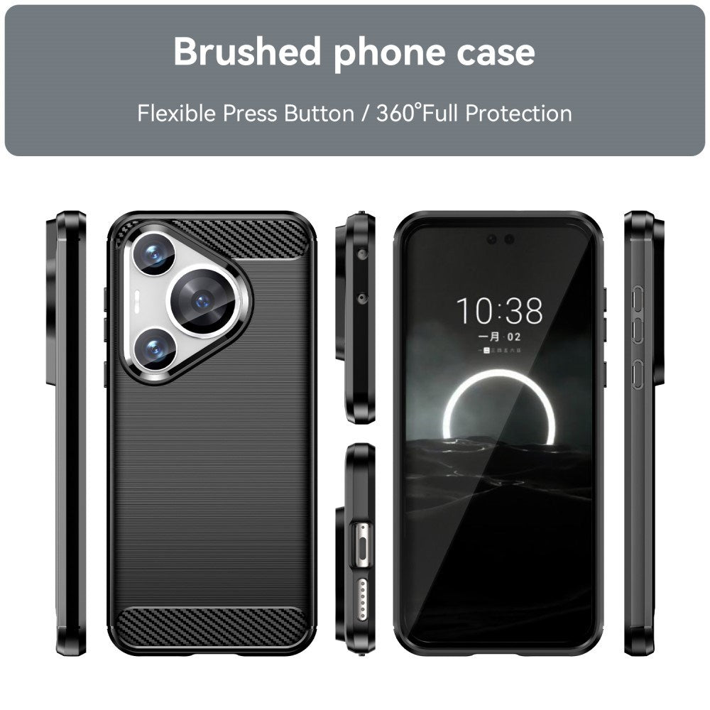 EIDERWOOD Huawei Pura 70 Pro / 70 Pro+ (Plus) Brushed Carbon Deksel - Svart