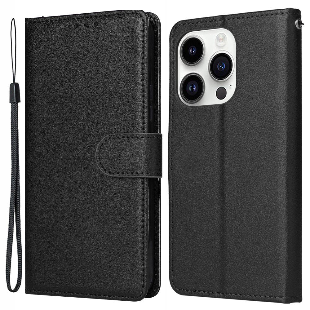 EIDERWOOD iPhone 14 Pro Max Kunstskinn Flip Deksel m. Stropp - Svart
