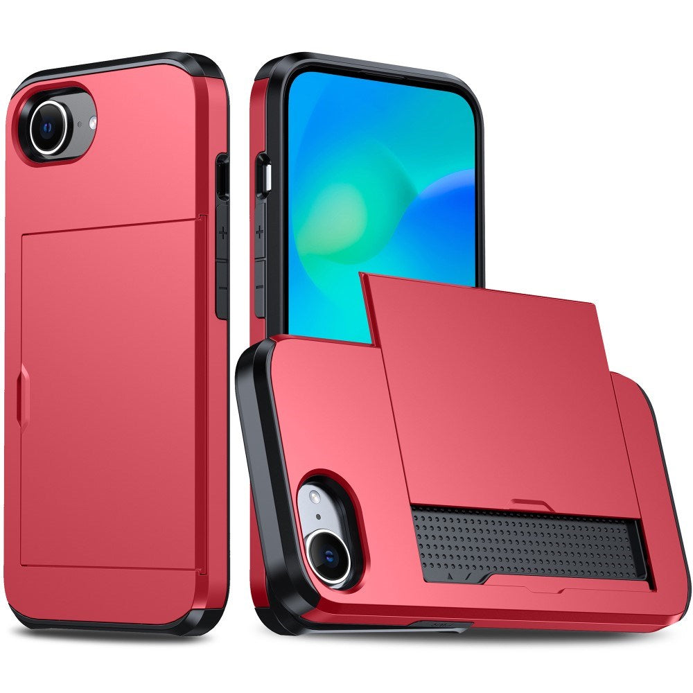 EIDERWOOD iPhone 17e / 16e Multifunksjonelt Bakdeksel med Kortholder - Rød