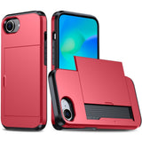 EIDERWOOD iPhone 17e / 16e Multifunksjonelt Bakdeksel med Kortholder - Rød