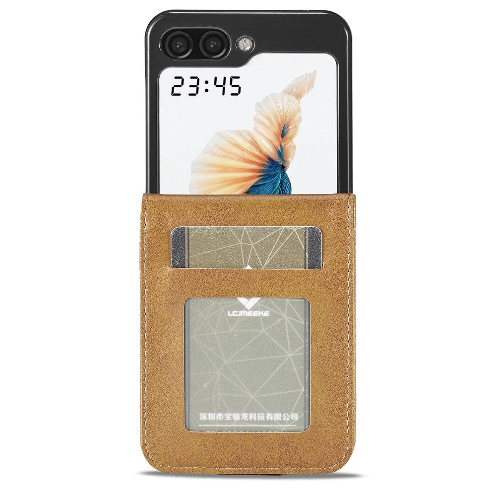 EIDERWOOD Samsung Galaxy Z Flip7 FE / Flip6 Kunstskinn Flip Deksel m. Kortholder & Ståfunksjon - Lys Brun