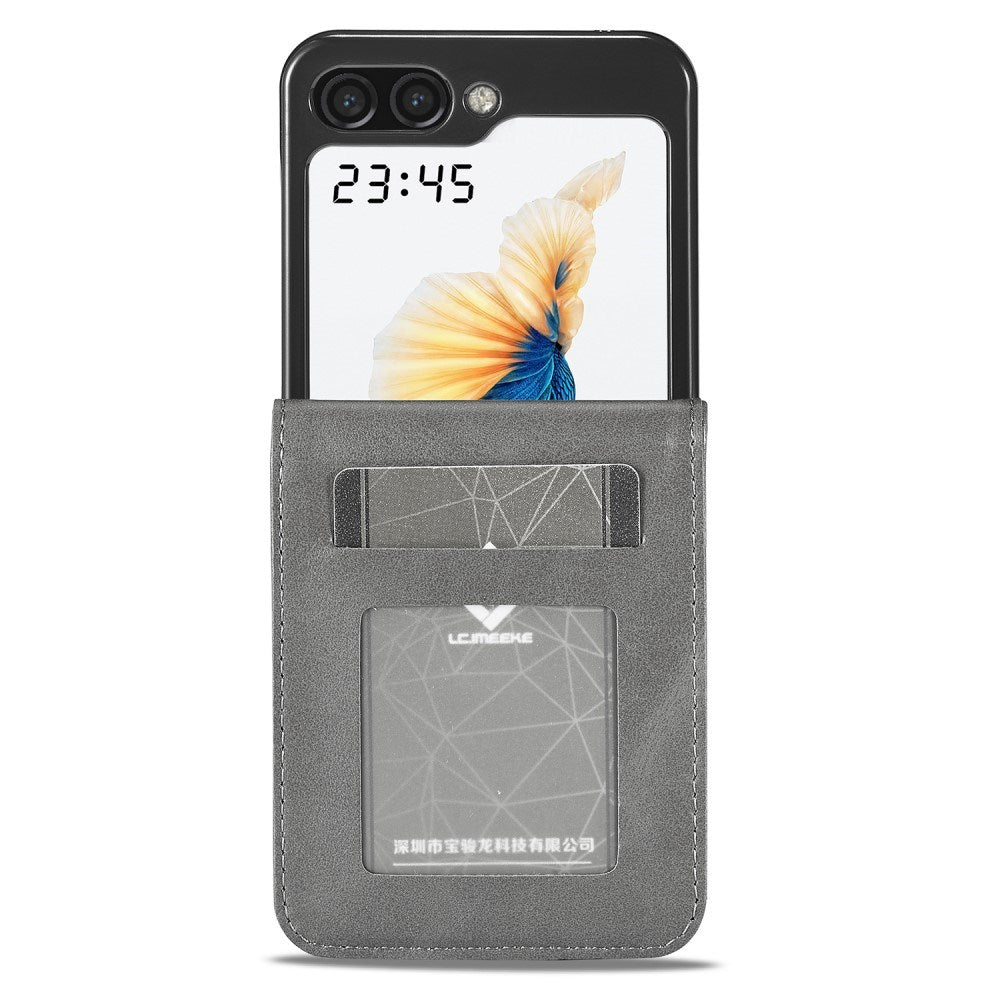 EIDERWOOD Samsung Galaxy Z Flip7 FE / Flip6 Kunstskinn Flip Deksel m. Kortholder & Ståfunksjon - Grå