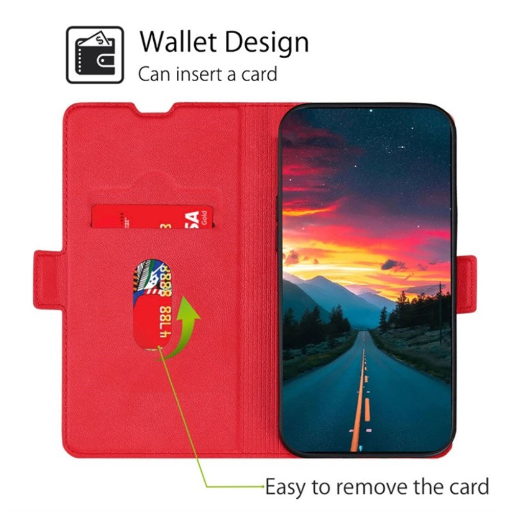 EIDERWOOD Huawei Pura 70 Ultra Flip Deksel i Kunstskinn med Kortholder og Ståfunksjon - Rød
