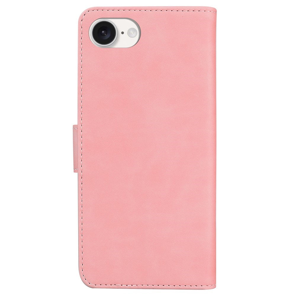 EIDERWOOD iPhone 17e / 16e Kunst Skinn Flip Deksel m. Stativ & Pung - Rosa