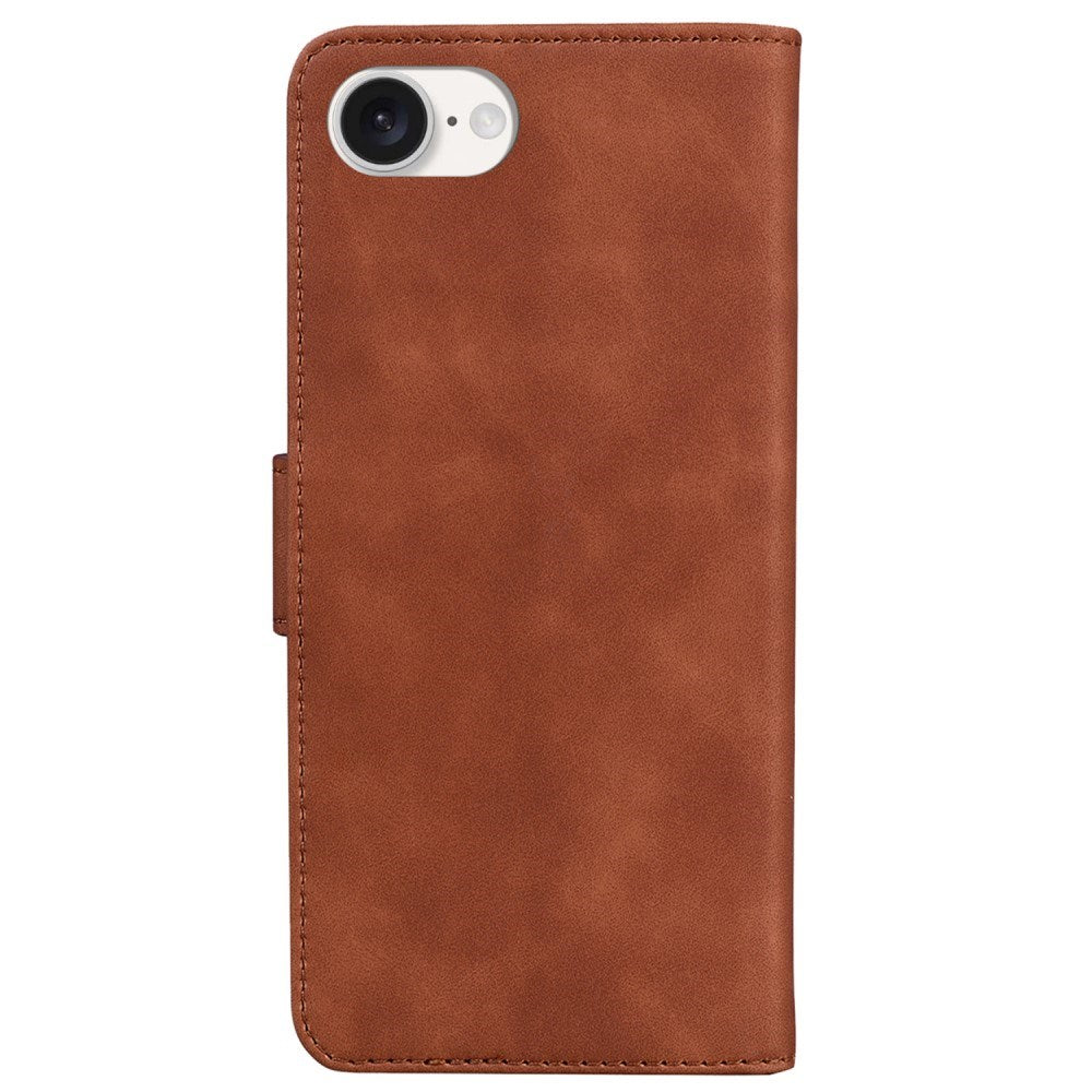 EIDERWOOD iPhone 17e / 16e Kunst Skinn Flip Deksel m. Stativ & Pung - Brun
