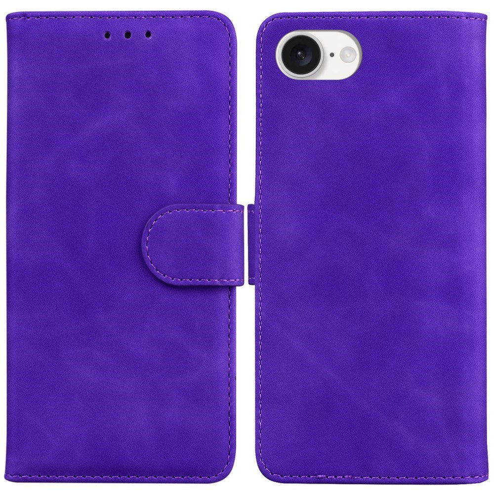 EIDERWOOD iPhone 17e / 16e Kunst Skinn Flip Deksel m. Stativ & Pung - Lilla