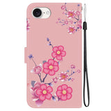 EIDERWOOD iPhone 17e / 16e Kunstskinn Deksel med Lommebok og Stropp - Rosa med Blomster
