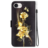 EIDERWOOD iPhone 17e / 16e Kunstskinn Deksel med Lommebok og Stropp - Gull Rose