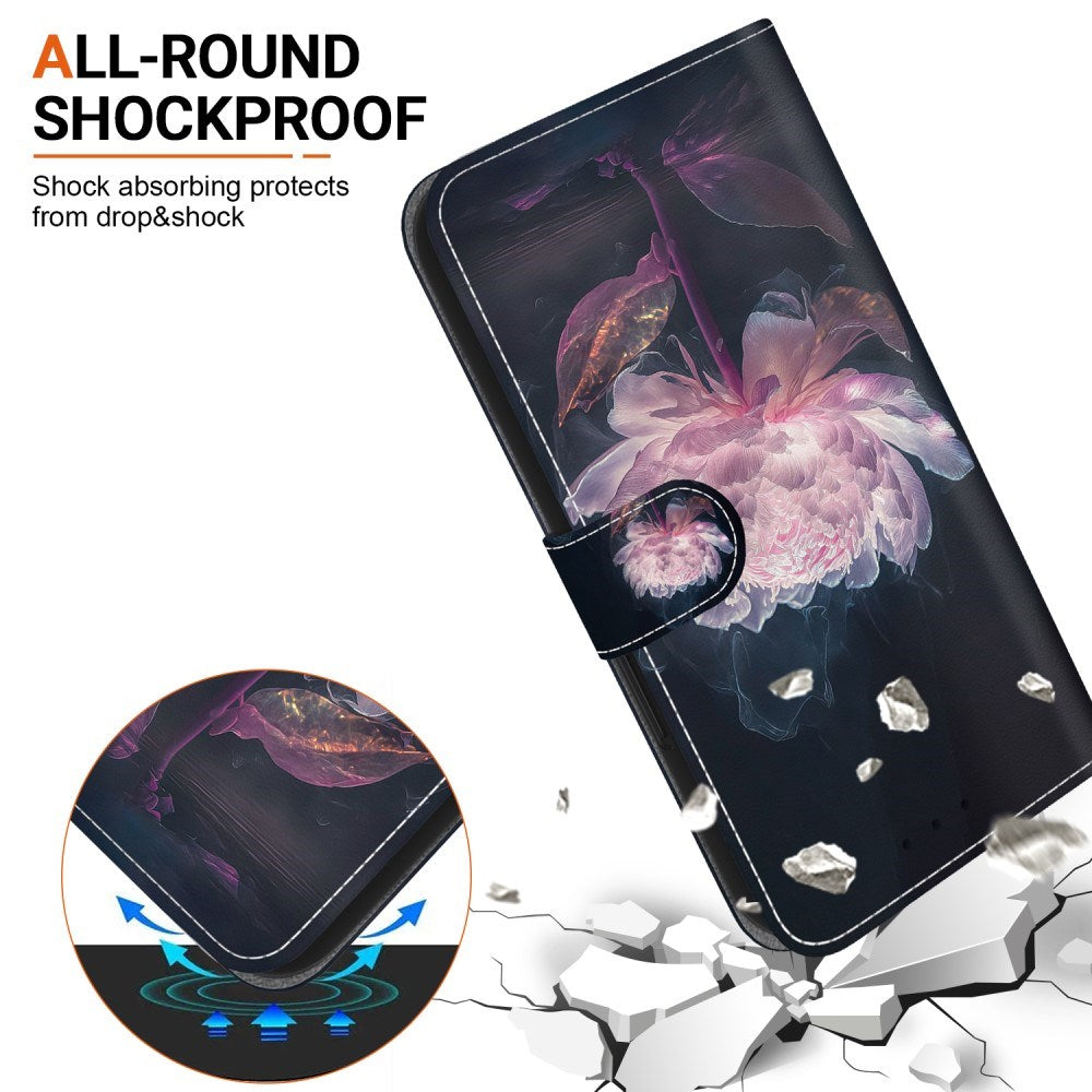 EIDERWOOD iPhone 17e / 16e Kunstskinn Deksel med Lommebok og Stropp - Lilla Peon