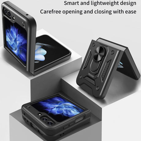 EIDERWOOD Samsung Galaxy Z Flip7 FE / Flip6 Hybrid Håndverker Deksel m. Kickstand - Svart