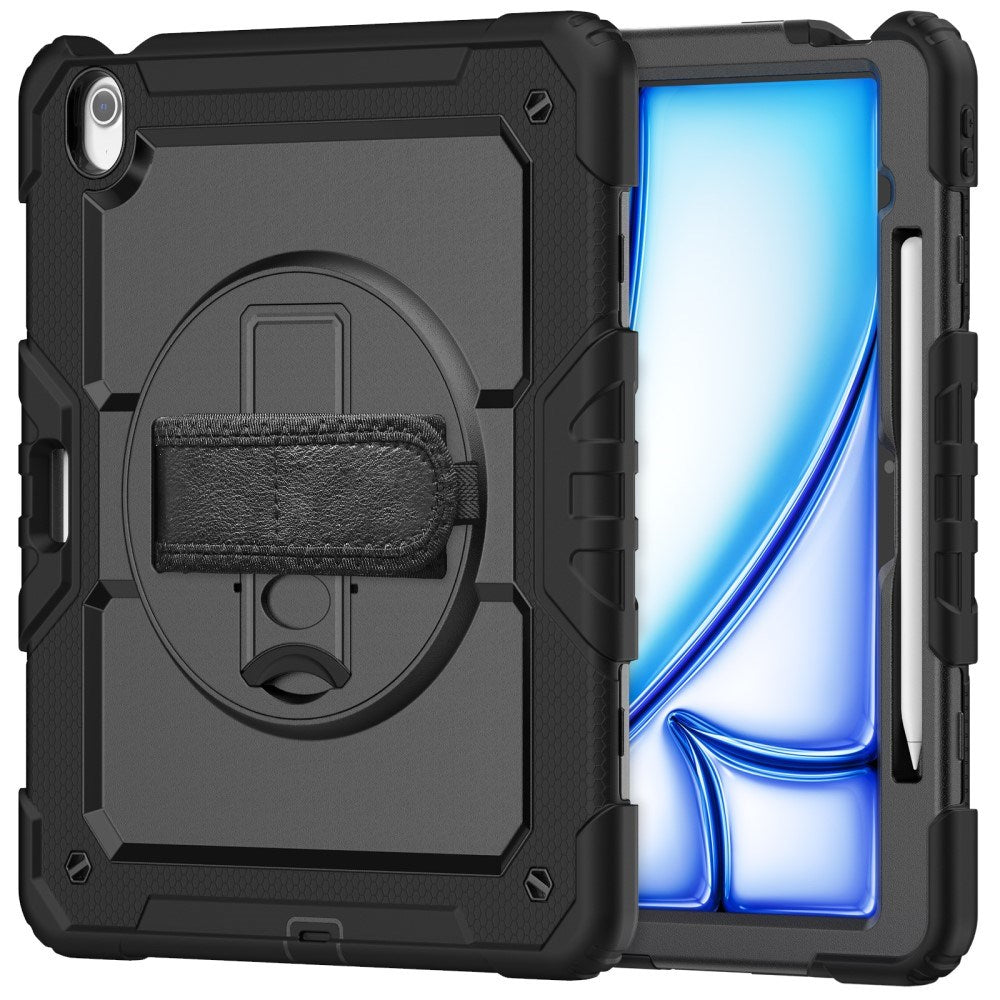iPad Air 13" (2026 / 2025 / 2024) Hybriddeksel med Innebygd Skjermbeskytter - Kickstand - Skulderstropp - Svart