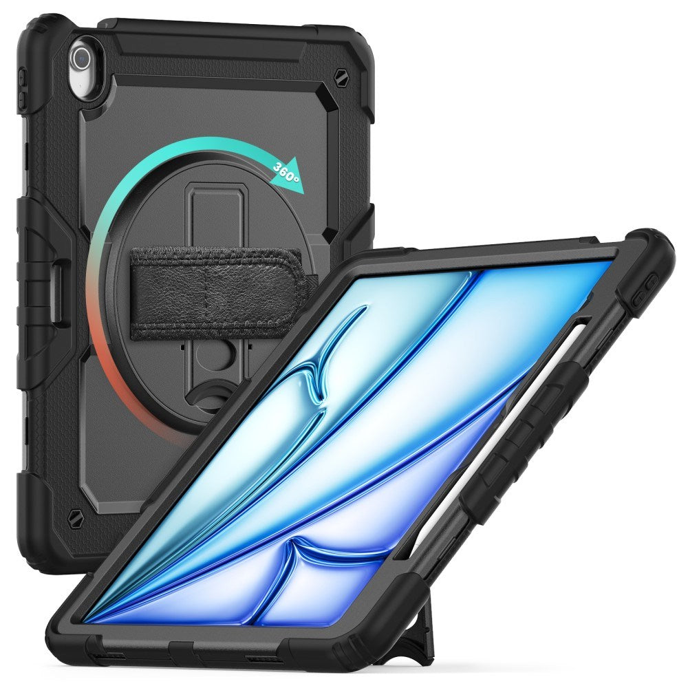 iPad Air 13" (2026 / 2025 / 2024) Hybriddeksel med Innebygd Skjermbeskytter - Kickstand - Skulderstropp - Svart