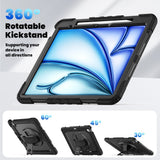 iPad Air 13" (2026 / 2025 / 2024) Hybriddeksel med Innebygd Skjermbeskytter - Kickstand - Skulderstropp - Svart