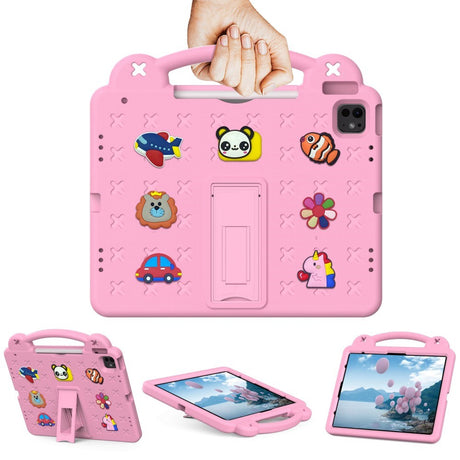 EIDERWOOD iPad Air 13" (2026 / 2025 / 2024) / Pro 13" (2025 / 2024) /12.9" (2022-2018) Barnedeksel med Stativ og Håndholder - Rosa