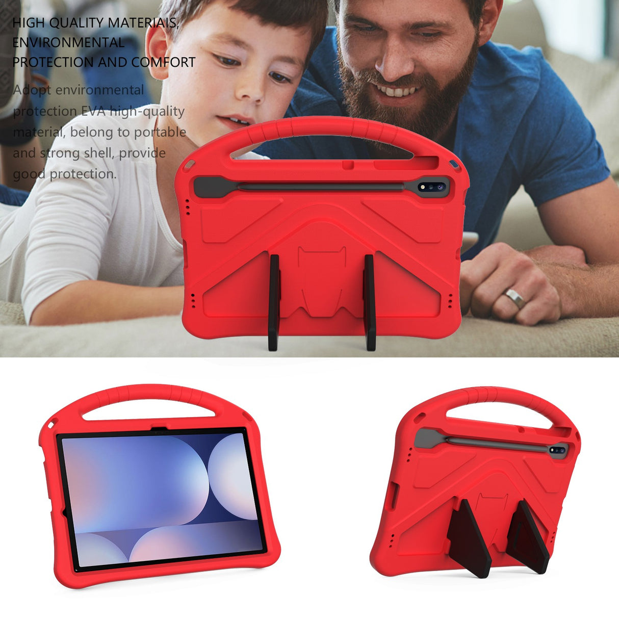 EIDERWOOD Samsung Galaxy Tab S10+ Barneskrin med Kickstand - Rød
