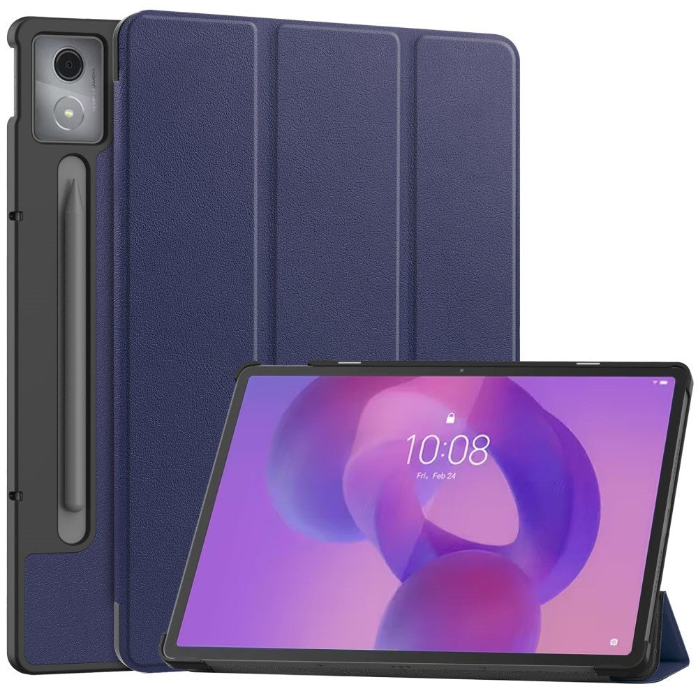 EIDERWOOD Lenovo IdeaTab Pro Kunstskinn Flip Deksel m. Stativfunksjon & Pencil Holder - Blå