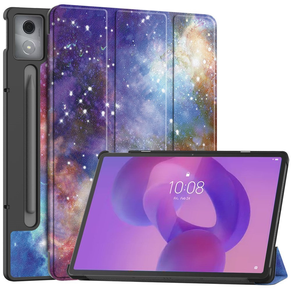 EIDERWOOD Lenovo IdeaTab Pro Tri-Fold Kunstskinn Flip Deksel m. Mønster - Galakse
