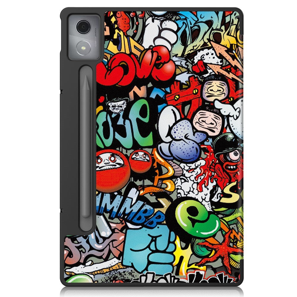 EIDERWOOD Lenovo IdeaTab Pro Tri-Fold Kunstskinn Flip Deksel m. Mønster - Graffiti