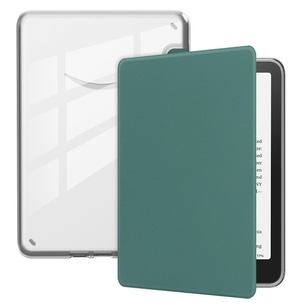 EIDERWOOD Amazon Kindle Paperwhite (2024) Kunstskinn Flip Deksel - Gjennomsiktig / Mørk Grønn