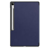 EIDERWOOD Samsung Galaxy Tab S10 FE+ (Plus) Kunstskinn Flip Deksel m. Stativfunksjon & Pencil Holder - Blå