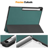 EIDERWOOD Samsung Galaxy Tab S10 FE+ (Plus) Kunstskinn Flip Deksel m. Stativfunksjon & Pencil Holder - Grønn