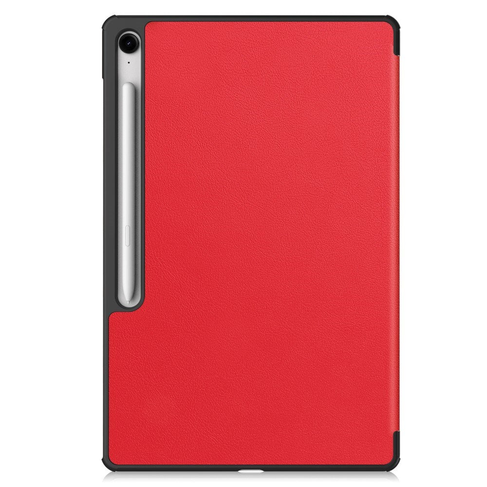 EIDERWOOD Samsung Galaxy Tab S10 FE+ (Plus) Kunstskinn Flip Deksel m. Stativfunksjon & Pencil Holder - Rød