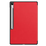 EIDERWOOD Samsung Galaxy Tab S10 FE+ (Plus) Kunstskinn Flip Deksel m. Stativfunksjon & Pencil Holder - Rød