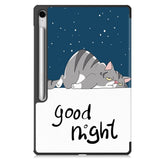 EIDERWOOD Samsung Galaxy Tab S10 FE+ (Plus) Tri-Fold Kunstskinn Flip Deksel m. Mønster - Katt