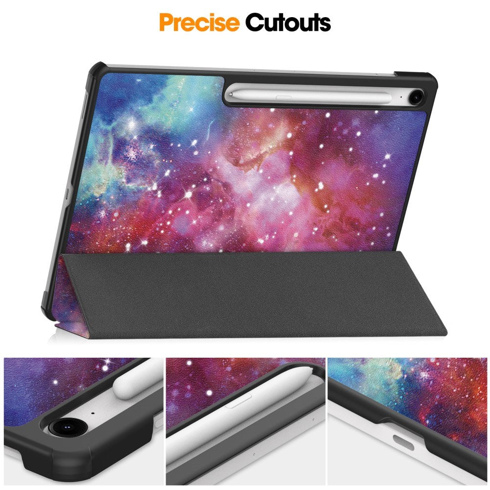 EIDERWOOD Samsung Galaxy Tab S10 FE+ (Plus) Tri-Fold Kunstskinn Flip Deksel m. Mønster - Galakse