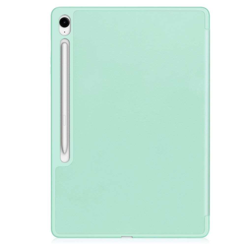 EIDERWOOD Samsung Galaxy Tab S10 FE+ (Plus) Tri-Fold Kunstskinn Flip Deksel med Stylus Pen Holder - Lys Grønn