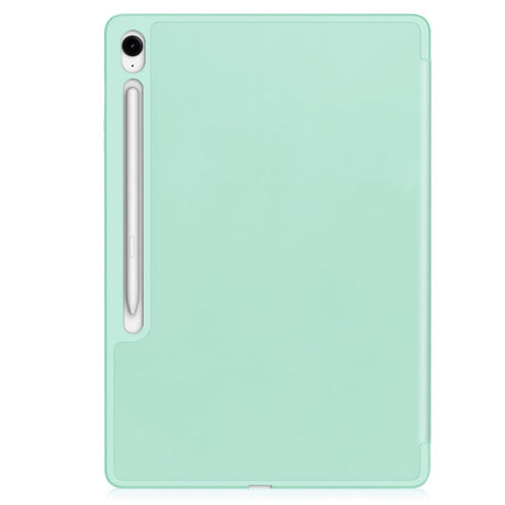 EIDERWOOD Samsung Galaxy Tab S10 FE+ (Plus) Tri-Fold Kunstskinn Flip Deksel med Stylus Pen Holder - Lys Grønn