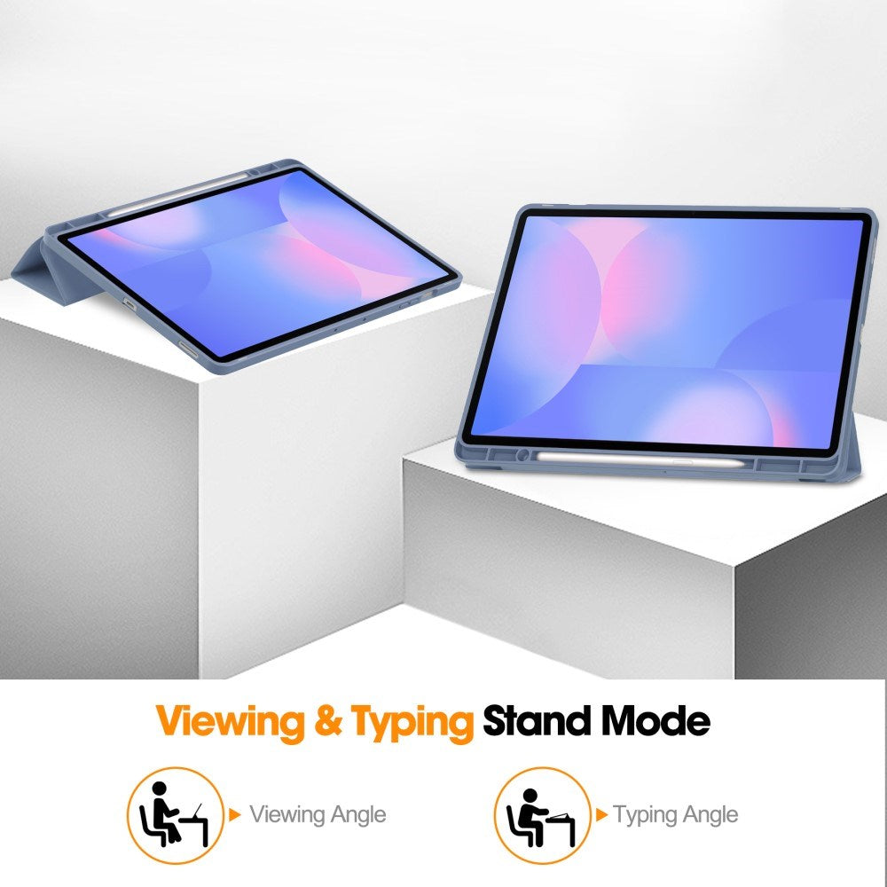 EIDERWOOD Samsung Galaxy Tab S10 FE+ (Plus) Tri-Fold Kunstskinn Flip Deksel med Stylus Pen Holder - Lavendel